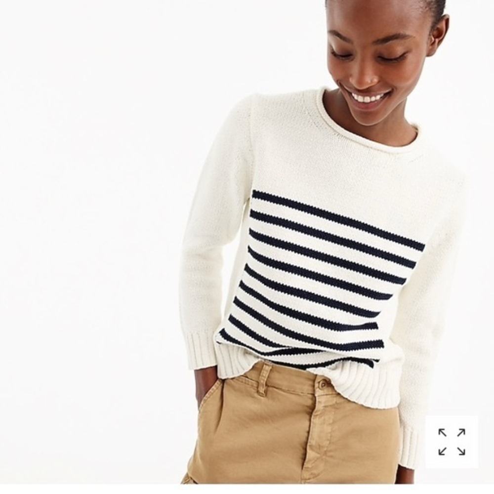 J.Crew White and Navy Striped Sweater